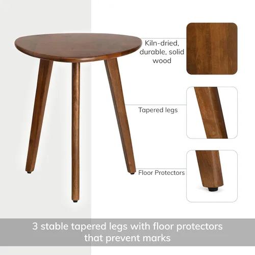 Miniatura 5 de MH London Mesa auxiliar Tri Pin I Madera de mango natural hecha a mano, naturalmente resistente a la humedad, libre de mantenimiento I 16 x 16 x 18