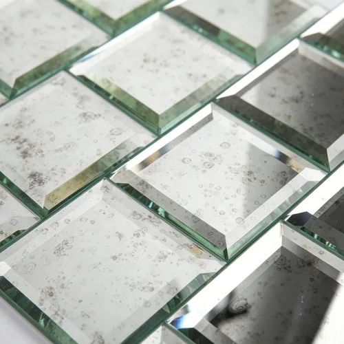 Miniatura 8 de Azulejo de Espejo de Vidrio Biselado Antiguo Despegar y Pegar de 3 x 3 Pulgadas para Salpicadero de Cocina y Pared de Baño (32 Piezas)