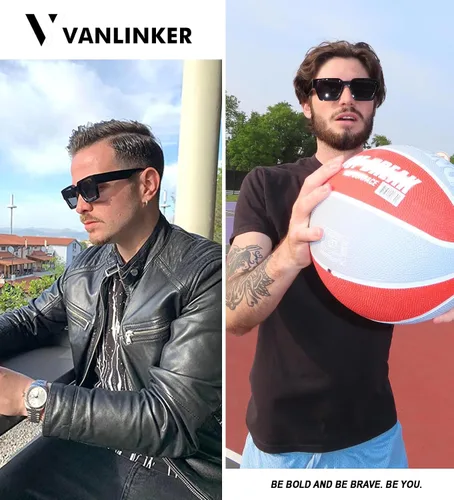 Miniatura 50 de VANLINKER Gafas de sol cuadradas gruesas para hombres y mujeres, retro, rectangulares, con protección UV400, VL9731