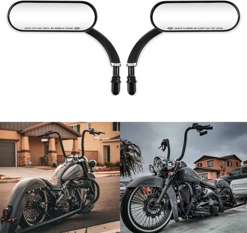 Miniatura 2 de DREAMIZER Espejos Retrovisores Laterales Universales Ovalados para Motocicleta, Color Negro, Compatibles con Harley Street Bike Scooter Chopper