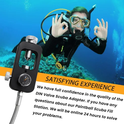 Miniatura 6 de Adaptador de válvula DIN para buceo, conector de tanque PCP, estación de llenado para paintball, llenador de tanque HPA, hasta 4500 psi, manguera