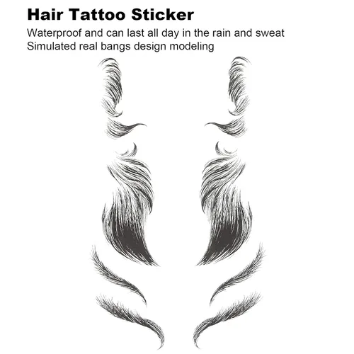 Miniatura 5 de Calcomanías para el cabello para mujer, calcomanías realistas de flequillo para línea de cabello alta y peinados de moda, calcomanía de línea