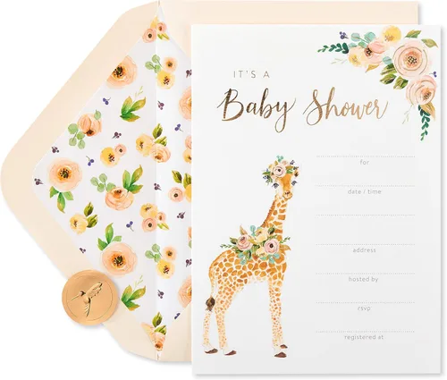 Miniatura 7 de Papyrus Tarjetas de agradecimiento para bebés con sobres, elefante y jirafa (20 unidades)