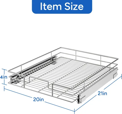 Miniatura 3 de ROOMTEC Organizador de gabinete extraíble, estantes extraíbles de 20 pulgadas de ancho x 21 pulgadas de profundidad, cajones de gabinete de cocina 1