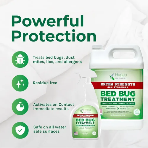 Miniatura 2 de Hygea Natural Dúo de Eliminación de Chinches y Piojos Extra Fuerte - Spray Extra Fuerte de 24 oz para Piojos, Chinches y Ácaros y Repuesto de Spray