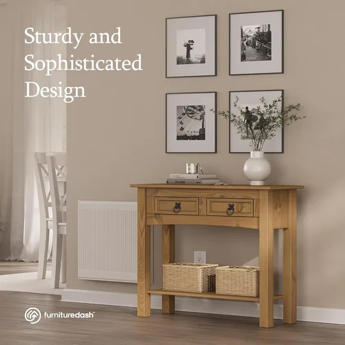 Miniatura 3 de Furniture Dash Mesa consola de madera maciza Corona con 2 cajones de 34.49 pulgadas de ancho, 12.64 pulgadas de profundidad, 28.82 pulgadas de alto