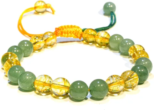 Miniatura 244 de Adjustable Crystal Bracelet – Gemstone Bead Bracelet with Adjustable Macrame String – Chic Gemstone Bracelet for Men and Women – 8mm Round Healing
