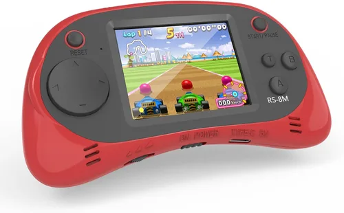 Miniatura 9 de Juegos de mano para niños, videojuego retro de 16 bits con 220 juegos electrónicos HD, juego de viaje portátil IPS de 2.5 pulgadas, regalos para Azul