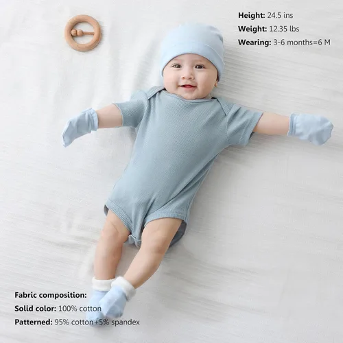 Miniatura 10 de Body de manga corta para bebé recién nacido, ropa de algodón de una pieza, 5 unidades, 0-12 meses
