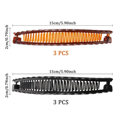 Miniatura 2 de WILLBOND 6 pinzas para el pelo de plátano, pinzas para el cabello con forma de pez, clip para cola de caballo, accesorio para cabello de mujer marrón