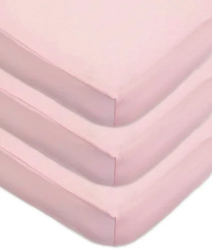 American Baby Company Paquete de 3 sábanas bajeras para cuna 100% algodón natural de 52" x 28" - Suaves, transpirables, hipoalergénicas y delicadas