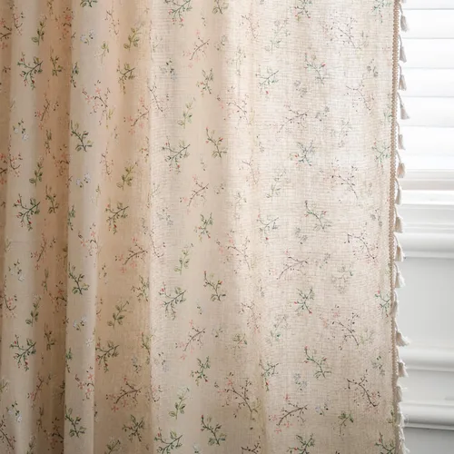 JOOJA Cortinas florales de estilo bohemio, 2 paneles de cortinas vintage semiopacas para sala de estar, cortinas de estilo rústico con patrón floral