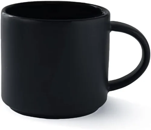 ZaH Taza de café de cerámica de 14 onzas de color sólido, taza de té para oficina en casa – Lavavajillas con calefacción por microondas (negro)