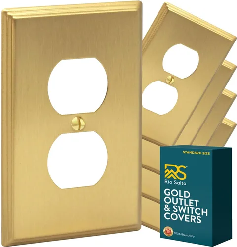Miniatura 33 de Rio Salto BRASS - Placa de pared moderna de metal dorado para interruptor de luz o cubierta de enchufe, placa de pared para receptáculo individual