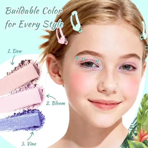 Miniatura 5 de Color Nymph Maquillaje de ojos y mejillas para niñas, paleta de sombras de ojos, rubor e iluminador para adolescentes y adolescentes, ideal