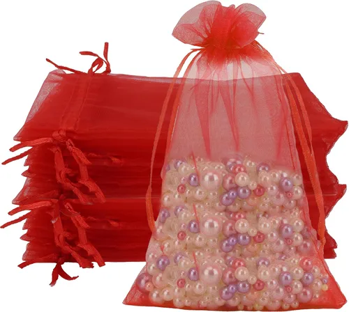 Miniatura 14 de Bolsas de organza de 4 x 6, 100 bolsas de malla transparente con cordón, pequeñas bolsas de regalo de malla, bolsas de regalo con cordón, bolsas