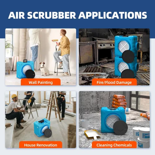 Miniatura 7 de Depurador de aire de 550 CFM con filtración de 3 etapas, depuradores de aire comerciales, máquina de aire negativo para uso industrial doméstico