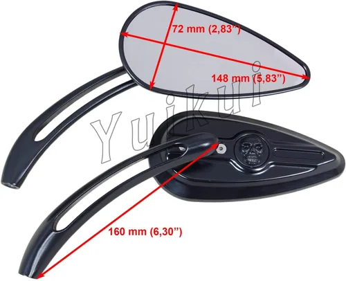 Miniatura 3 de Espejos universales cromados y negros con calavera para Yamaha FZ-09 2014-2017/FZ1 N 2006-2015/XSR