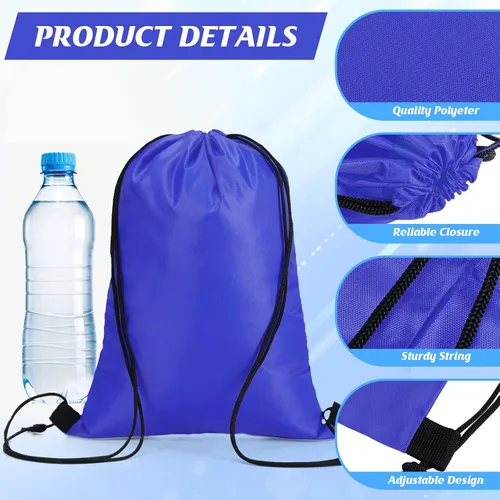 Miniatura 3 de Roowest 200 piezas de mochila deportiva con cordón ajustable, bolsas de cordón para fiestas, para mujeres, hombres, viajes al gimnasio, Azul marino