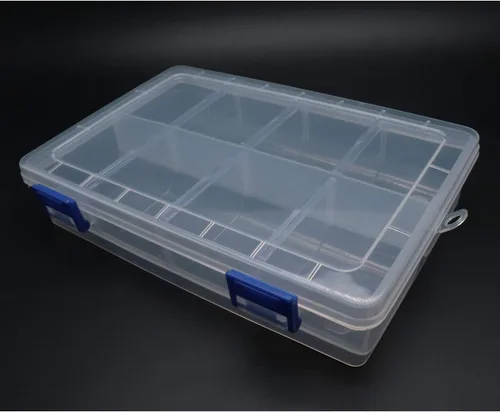 Miniatura 2 de Xiaoyztan Organizador de plástico transparente, 8 rejillas con divisores ajustables, joyero de almacenamiento de cuentas para piezas pequeñas