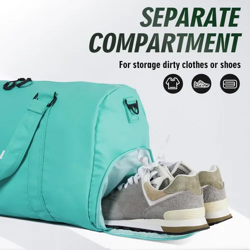 Miniatura 8 de CANWAY Bolsa de gimnasio para hombres y mujeres, bolsa de lona de gimnasio de 40 litros con compartimento para zapatos y bolsillo húmedo, bolsa