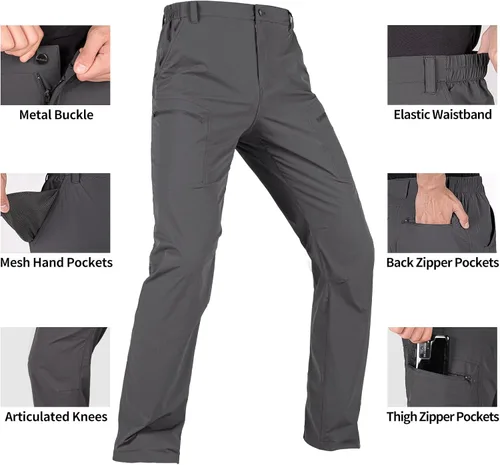 Miniatura 5 de Shallowlulu Pantalones cargo de senderismo para hombre de secado rápido ligeros resistentes al agua transpirables pantalones de trabajo para hombres