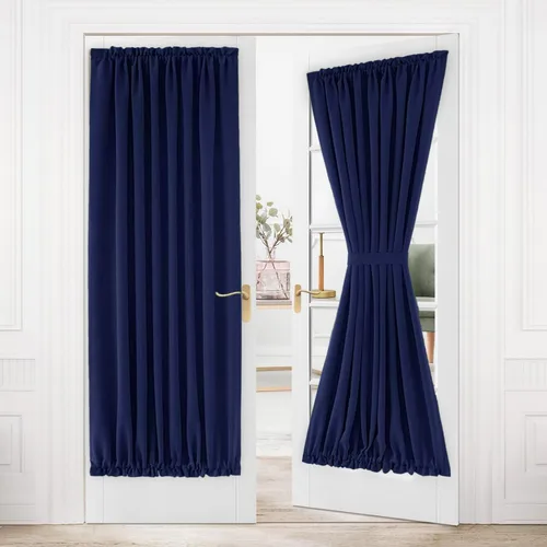 Miniatura 82 de DWCN Cortinas para puerta francesa: cortina térmica con bolsillo para barra para puertas con ventana de vidrio, puertas de cocina y patio