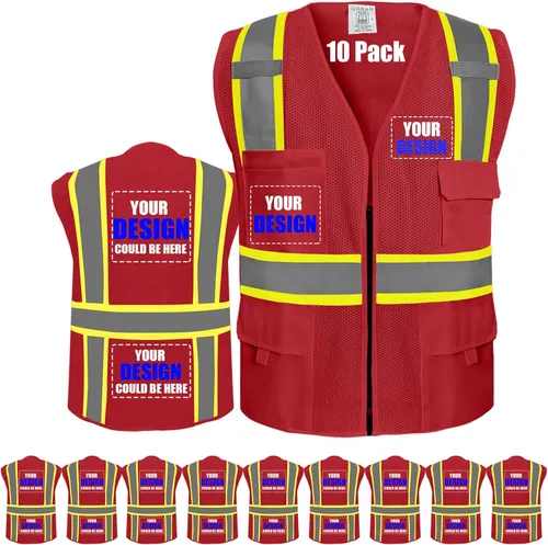 Miniatura 11 de BeautyWill Chaleco de seguridad personalizado Logo Clase 2 Chaleco reflectante de alta visibilidad con bolsillos Ropa de trabajo de construcción