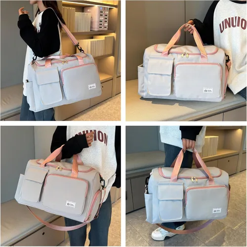 Miniatura 255 de Pequeña bolsa de gimnasio para mujer, bolsa de viaje con compartimento para zapatos