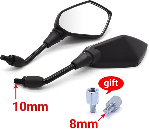 Miniatura 5 de Espejo retrovisor para motocicleta, espejo retrovisor, espejo lateral universal de 0.394 in y 0.315 in para Kawasaki Z250 Z300 para VERSYS 300X