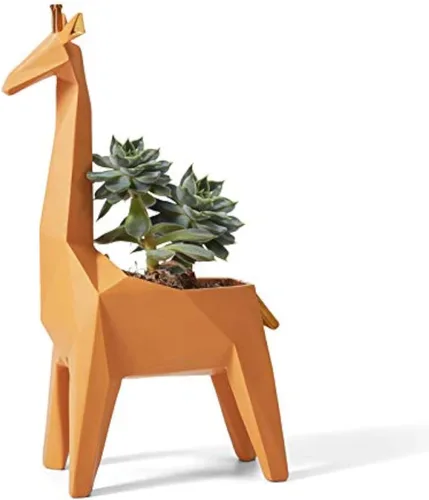 HAUCOZE - Maceta de estatua de jirafa para suculentas, escultura animal de 9.3 pulgadas | Decoración moderna, regalo para el hogar, sala de estar,