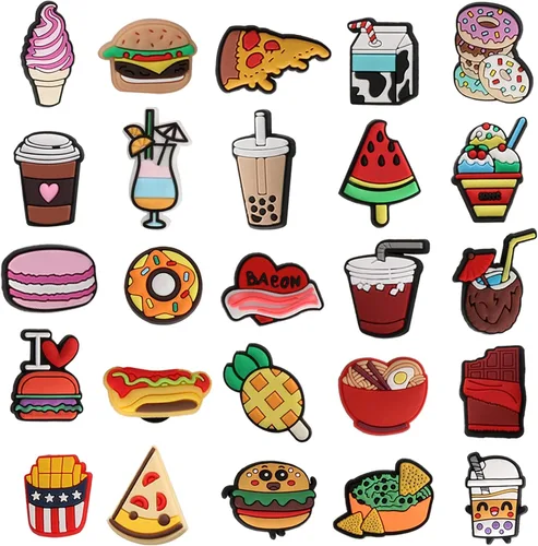 Miniatura 4 de mortd 50 dijes de decoración de zapatos con temática de alimentos paquete de dijes para zapatos de hamburguesa para decoración de zapatos zuecos