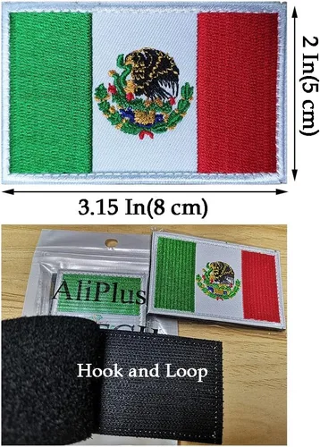 Miniatura 4 de 2 parches de bandera de México de AliPlus bordados tácticos militares con gancho y bucle
