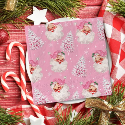 Miniatura 4 de Paquete de 80 servilletas desechables de Navidad de Papá Noel y árbol de Navidad, servilletas de papel de Navidad para Navidad, suministros de Santa