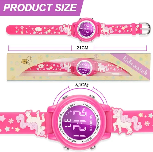 Miniatura 61 de Relojes LED impermeables para niños con alarma, juguetes para niños, regalos para niñas de 3 a 10 años