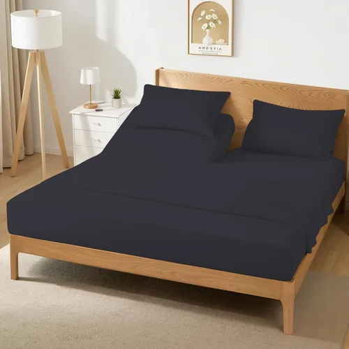 OnlineBestDeal's Top Split - Juego de sábanas tamaño Queen para camas ajustables, media sábana de 18 pulgadas de profundidad, 28 pulgadas, 800 Negro