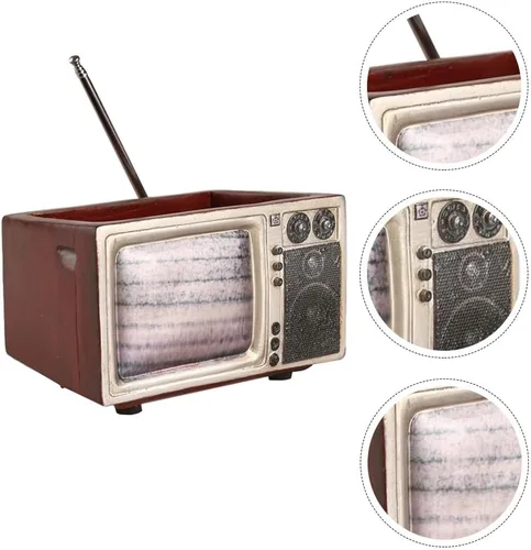 Miniatura 3 de POPETPOP Maceta retro para TV, macetas retro de 4.65 pulgadas para plantas de interior, maceta decorativa de resina creativa para suculentas