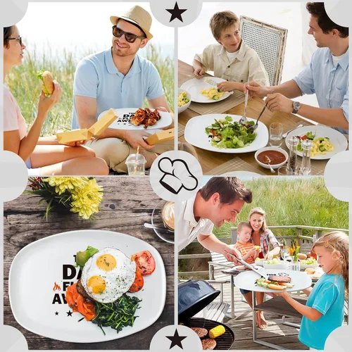 Miniatura 6 de R HORSE Plato de Parrilla para Papá Regalo Papá BBQ Bandeja de Servir Plato Platos Blancos Ovalados Platos de Servir Abuelo Papá Navidad Año Nuevo