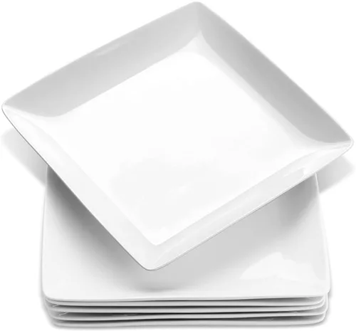 Platos cuadrados de porcelana para postre, platos cuadrados de 8.4 pulgadas para carne, pasta, ensalada, aperitivos, postre, platos de aperitivos,