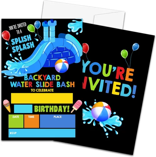 Miniatura 8 de Invitaciones de primer cumpleaños de pesca con sobres, 20 piezas de invitaciones para fiesta de cumpleaños de niños con texto en inglés «Our Little