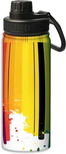 Miniatura 18 de Botella de agua deportiva a prueba de fugas con patrón de insectos y polillas, 18 onzas, de acero inoxidable duradero de doble pared, botellas