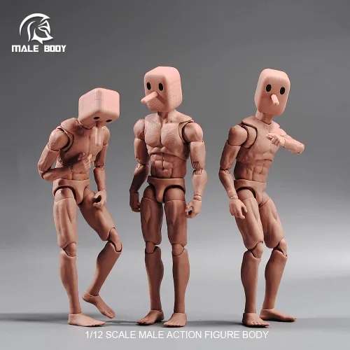 Miniatura 2 de Fremego Figura de acción masculina a escala 1/12, figura muscular súper flexible y fuerte de 6 pulgadas, cabeza cuadrada, figura de acción