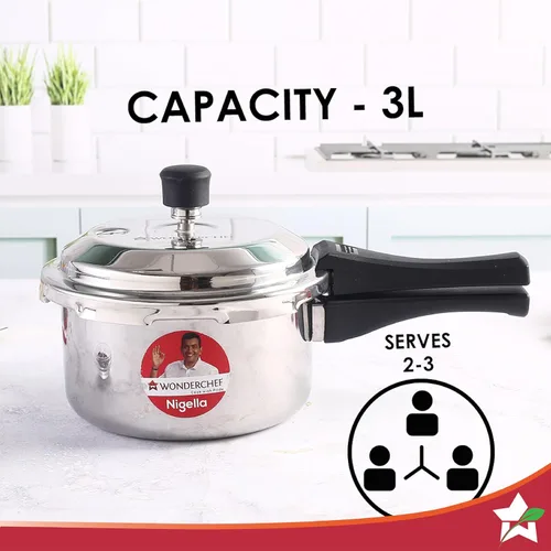 Miniatura 4 de Wonderchef Nigella - Olla a presión con tapa exterior de tres capas, 5 años, 3 L, color plateado