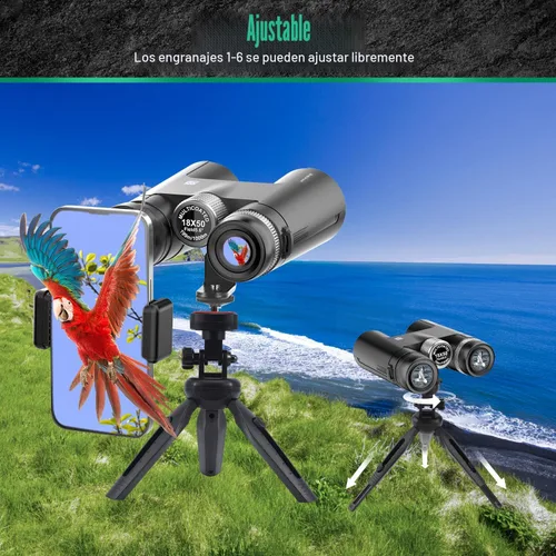 Miniatura 4 de Binoculares profesionales de visión grande de 18 x 50 para adultos con adaptador de teléfono mejorado, trípode y adaptador de trípode, binocular