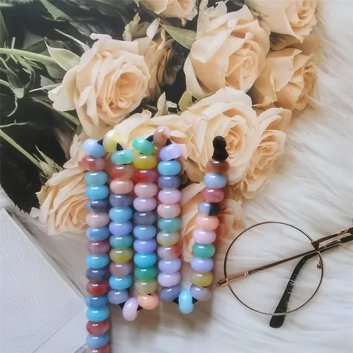 Miniatura 7 de Xeahung 100 cuentas de cristal acrílico, cuentas redondas agrietadas para hacer joyas, pulseras, cuentas espaciadoras de agujeros grandes