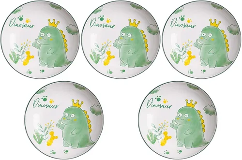 Miniatura 13 de Juego de 5 platos de cerámica con bonito diseño de gato, platos llanos grandes de porcelana para ensalada de postre de 7.28 pulgadas, platos
