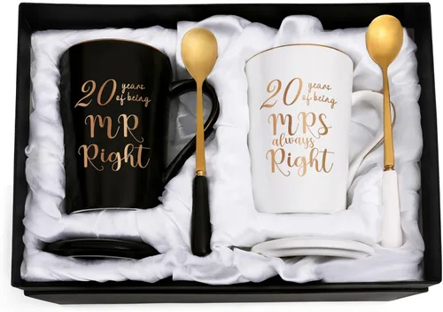 Miniatura 10 de YHRJWN - Regalos de 50 Aniversario de Boda, Set de Tazas de 50 Años de Ser el Sr. y la Sra. Siempre Correctos, Ideas de Regalos de Boda para Padres
