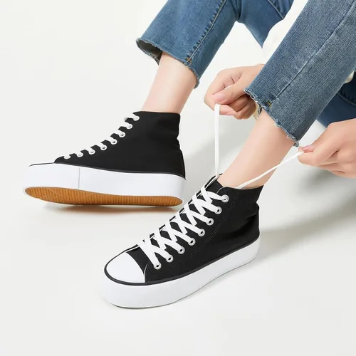 Miniatura 5 de Zapatos deportivos de plataforma blanca para mujer, zapatos de lona de moda para mujer