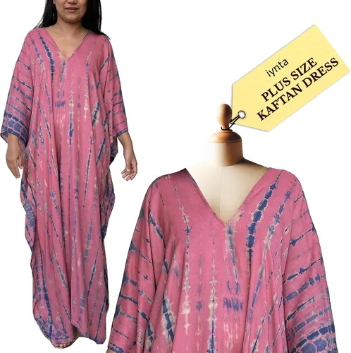 Miniatura 13 de Vestidos caftán hechos a mano en talla grande para mujer, vestido de gran tamaño teñido anudado, salida de baño para vacaciones y salidas nocturnas