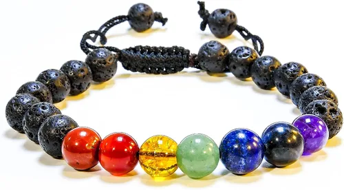 Miniatura 168 de Adjustable Crystal Bracelet – Gemstone Bead Bracelet with Adjustable Macrame String – Chic Gemstone Bracelet for Men and Women – 8mm Round Healing